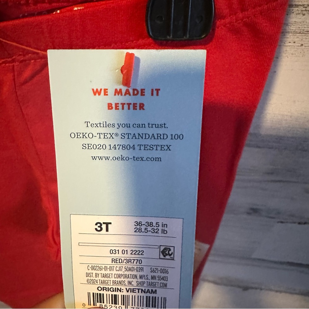 Cat & Jack Toddler Girl Legging Red Size 3T NEW - Picture 3 of 3